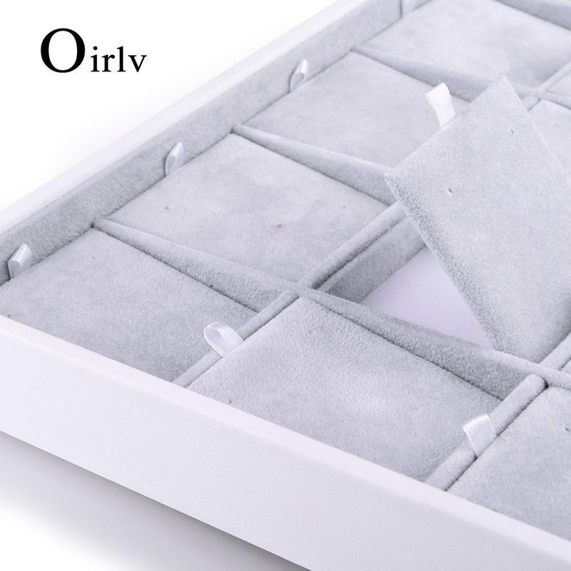 Oirlv Velvet Jewelry Organizer Trays Stackable Showcase Jewelry Display Storage Tray (15 Grids Earrings) - Image 5